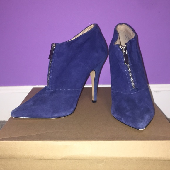 cobalt blue suede booties